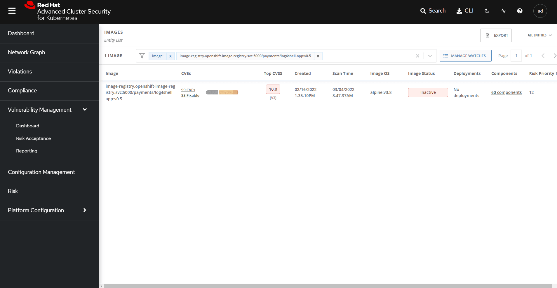 ACS Vulnerability Scan