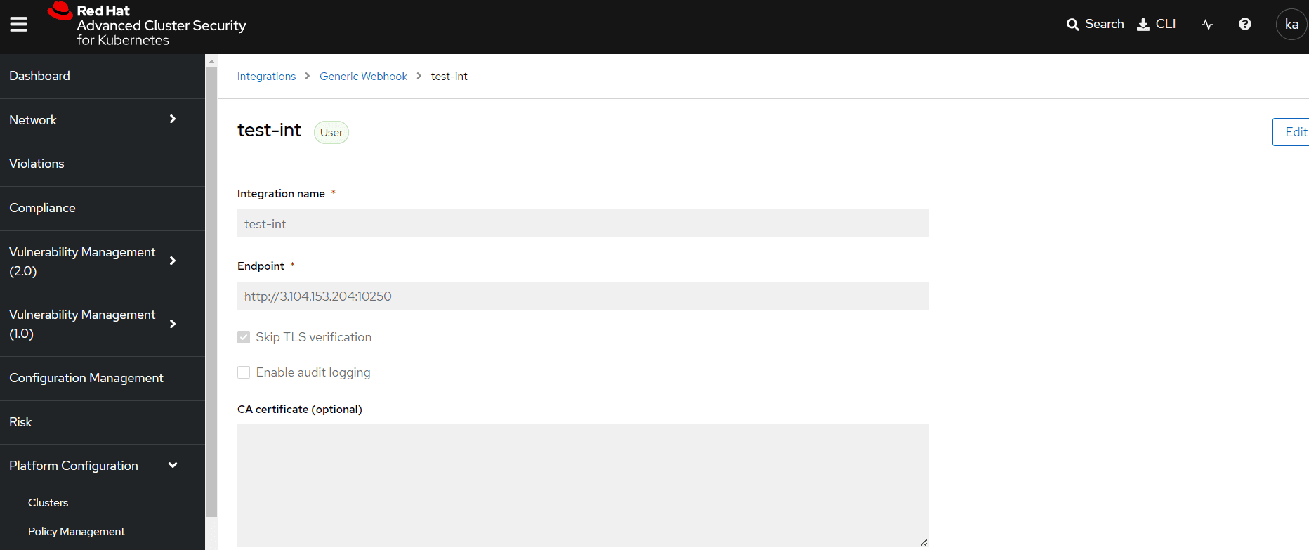 Webhook integration 2