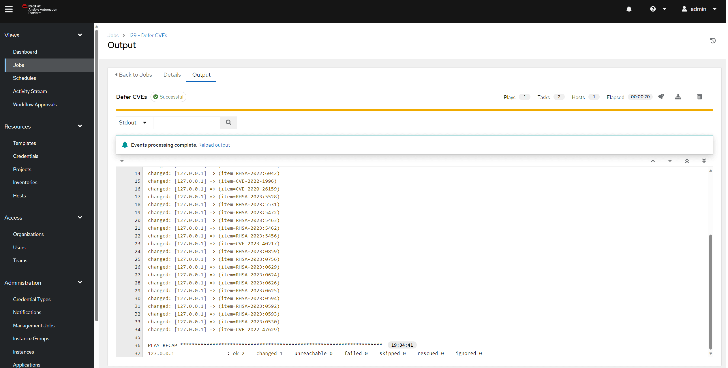 Ansible job