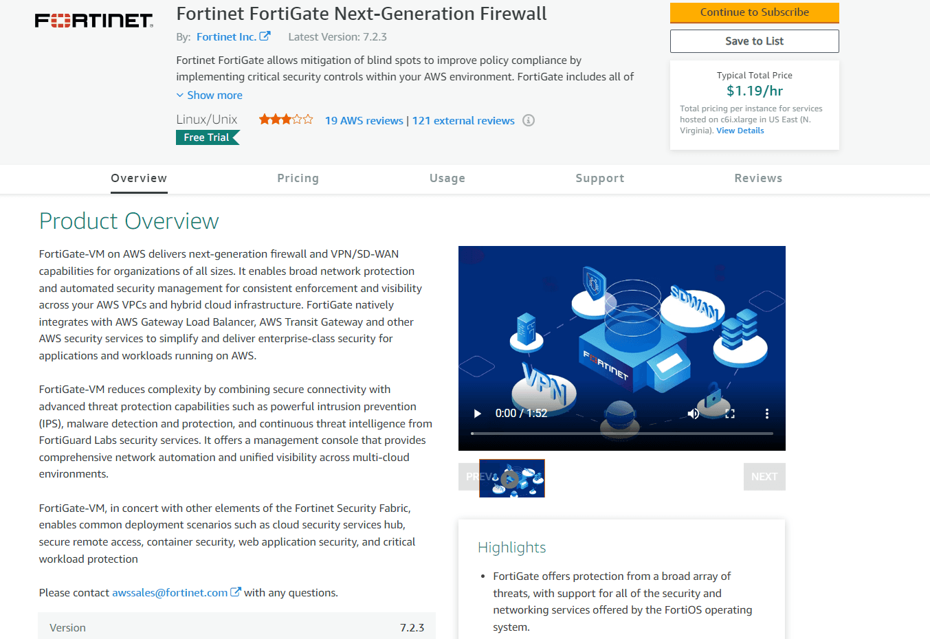 FortiGate AWS Marketplace
