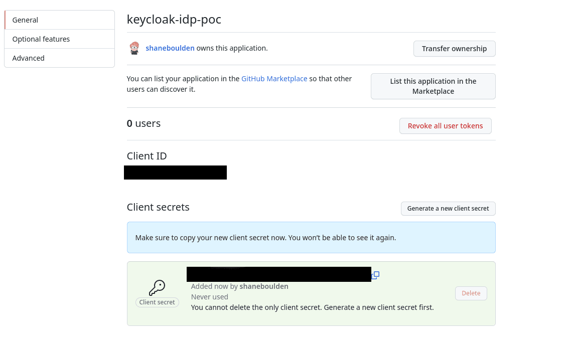 Github client secrets
