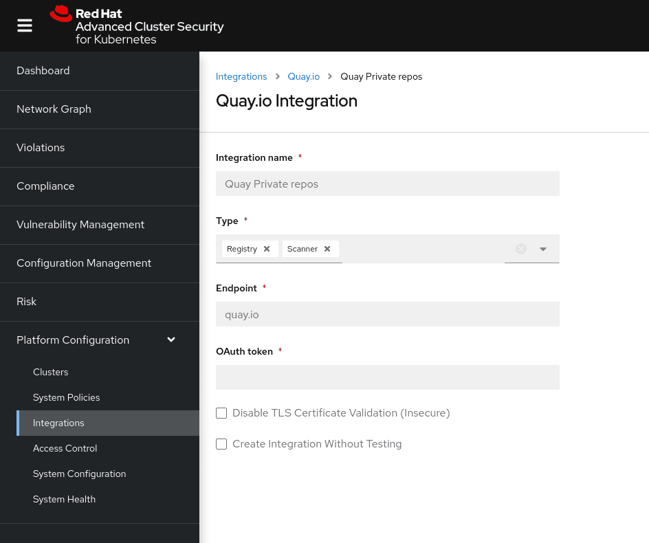 ACS registry integration