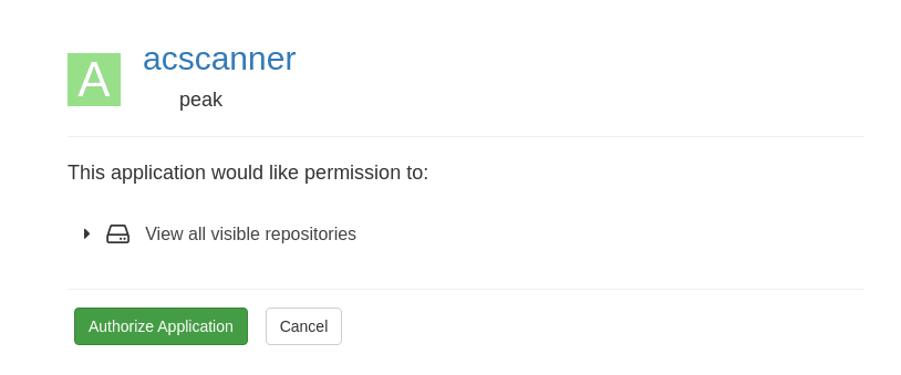 Quay OAuth app authorisation screenshot