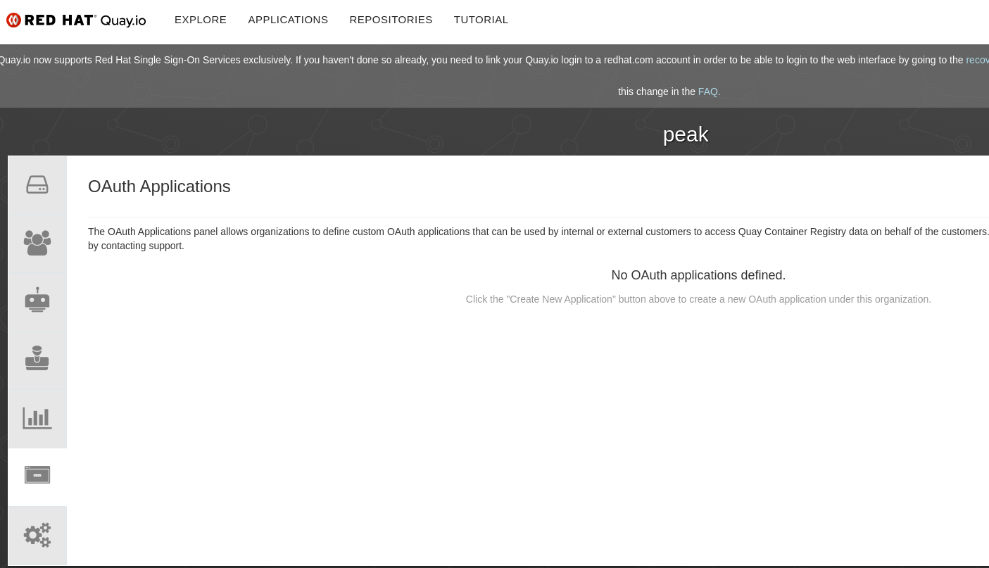 Quay screenshot showing OAuth apps